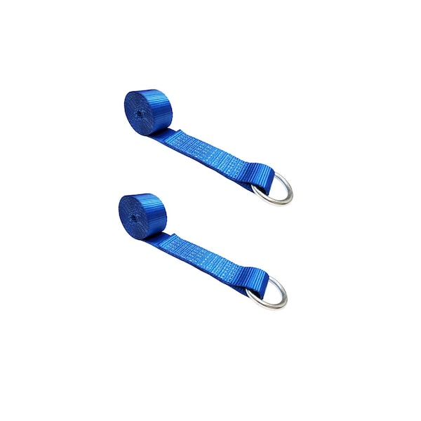 2" x 10' Lasso Strap w/ O Ring Auto Tie Down Wheel Lift Tow Truck Trailer, 2PK